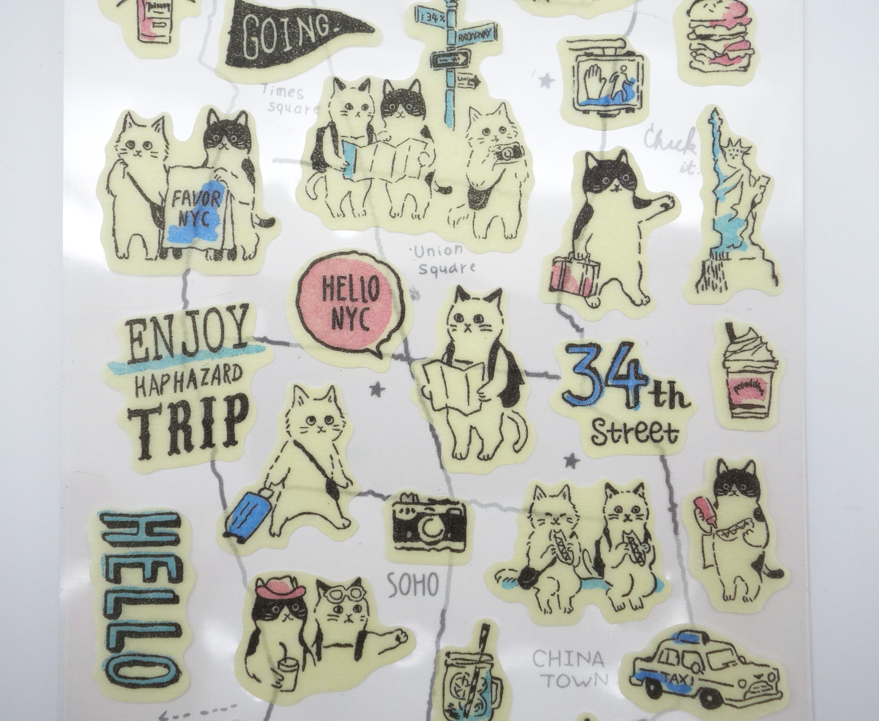 Japanese New York City cat stickers Travel stickers kawaii ðzoom