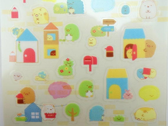 bear penguin cat Japanese San-X houses Sumikko Gurashi kawaii town stickers bear penguin cat Japanese San-X houses Sumikko Gurashi kawaii town stickers