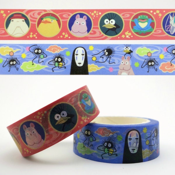 Washi tape - Spirited Away masking tape - planner washi - Japanese washi tape - Studio Ghibli planner tape, Hayao Miyazaki kawaii washi tape