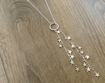 Collana lunga stella d'argento, delicata collana a tema stella d'argento, gioielli stella, collana stella regolabile, collana con ciondolo stella pendente, regalo