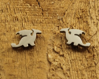 Silver dragon studs, dragon earrings, dragon stud earrings, dragon studs, stainless steel studs, dragon gift, dragon fan, dragon earrings