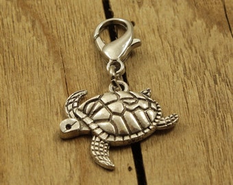 Turtle zipper charm, turtle clip, zipper charm, turtle zip charm, silver turtle charm, zip charm, turtle zip pull, turtle fan, zipper charm