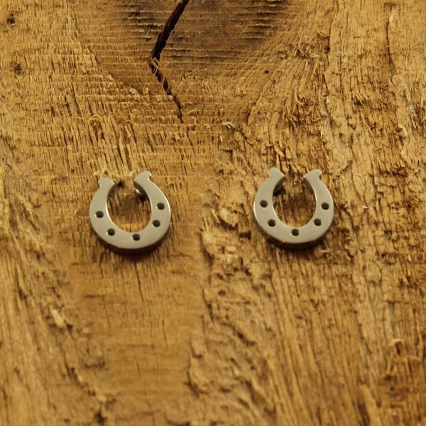 Horseshoe stud earrings, silver horseshoe earrings, good luck earrings, horseshoe studs, horseshoe gift, good luck gift, horse rider gift