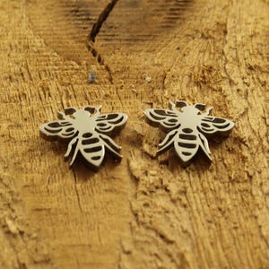 Bee studs, bee earrings, bumble bee stud earrings, silver bee studs, stainless steel studs, bee gift, bee fan, bumble bee earrings, bee stud