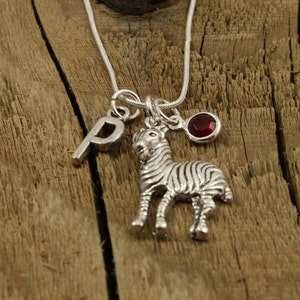 Zebra necklace, personalised zebra necklace, initial charm necklace, initial pendant necklace, alphabet, zebra gift, zebra charm, zebra fan