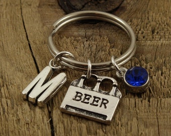 Beer keyring, beer keychain, personalised keyring, personalized keychain, initial charm, brewer keyring, brewer keychain, home brewer gift