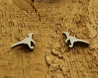 Dinosaur studs, dinosaur earrings, dinosaur stud earrings, silver dinosaur studs, stainless steel studs, dinosaur gift, dinosaur fan, t-rex