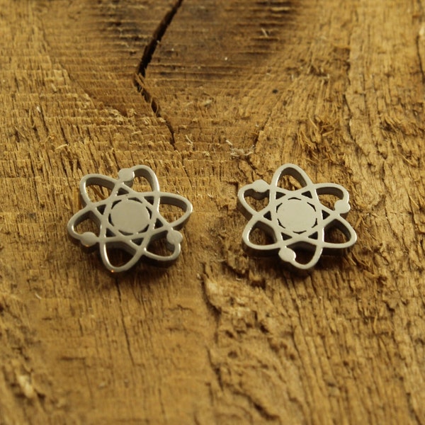 Atomic studs, atomic earrings, atom stud earrings, science fan, stainless steel studs, atomic gift, atom, atom earrings, atom studs, gift