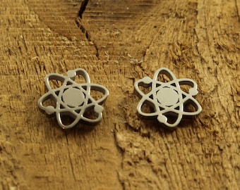 Atomic studs, atomic earrings, atom stud earrings, science fan, stainless steel studs, atomic gift, atom, atom earrings, atom studs, gift