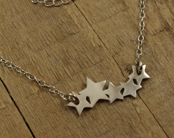 Silver star necklace, starry necklace, silver star chain necklace, multi star, star bar, star jewellery, star necklace, star gift, celestial