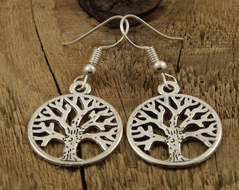 Tree of life earrings, silver tree of life pendant earrings, tree earrings, tree of life, gardener gift, nature lover gift, nature jewellery