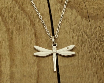 Sterling silver dragonfly necklace, dragonfly necklace, dragonfly pendant, sterling silver dragonfly, dragonfly pendant, dragonfly gift