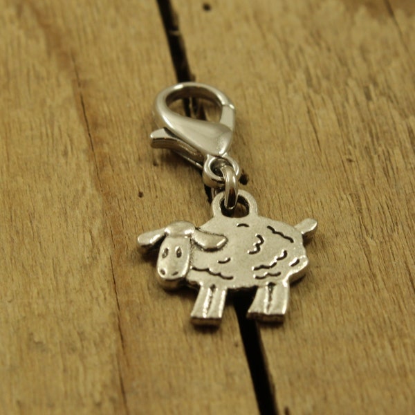 Sheep zipper charm, sheep clip, zipper charm, sheep zip charm, silver sheep charm, zip charm, sheep zip pull, sheep fan, zipper charm, sheep