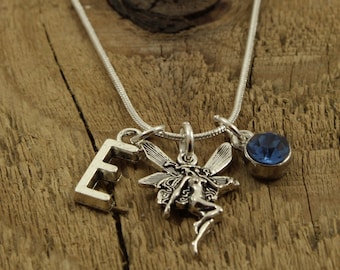Ciondolo fata, collana fata, collana fata in argento, collana personalizzata, ciondolo iniziale, pietra portafortuna, regalo fata, ventaglio fata, magico, regalo