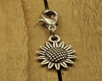 Fascino con cerniera girasole, clip girasole, fascino con cerniera, fascino con cerniera fiore, fascino con cerniera fiore, fascino girasole, regalo floreale, fascino con zip, tiretto con cerniera