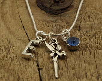 Collana fata, ciondolo fata, collana fata in argento, collana personalizzata, ciondolo iniziale, pietra portafortuna, regalo fata, ventaglio fata, magico, regalo