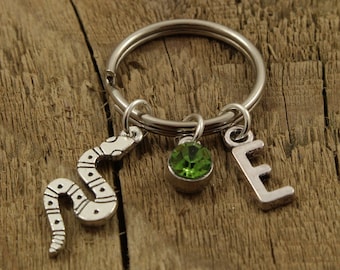Sleutelhanger slang, sleutelhanger slang, gepersonaliseerde sleutelhanger, gepersonaliseerde sleutelhanger, initiële charme, slangencadeau, slangenbedel, initiële sleutelhanger slangen