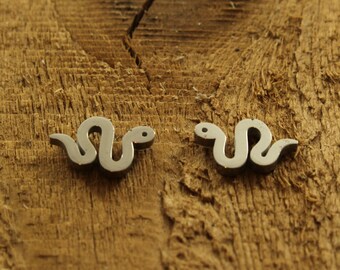 Silver snake studs, snake earrings, snake stud earrings, snake studs, stainless steel studs, snake gift, snake fan, snake earrings, snake