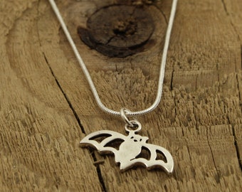 Bat necklace, silver bat pendant, bat lover gift, bat fan, silver bat necklace, bat charm, bat pendant, silver bat, gift, halloween necklace