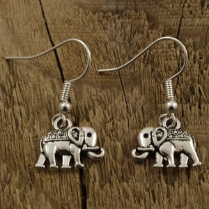 Elephant earrings, elephant charm earrings, silver elephant earrings, elephant jewellery, elephant lover gift, elephant themed gift, gift