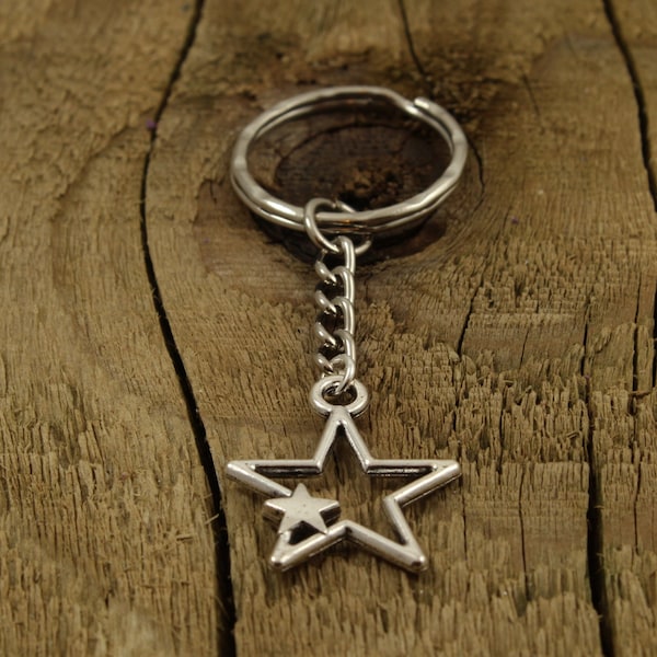 Star keyring, star keychain, silver star keyring, star gift, astrology gift, silver star keychain, star themed gift, celestial gift, stars