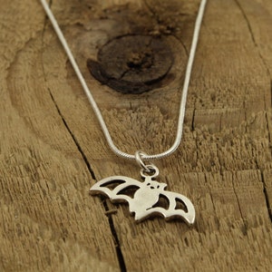 Bat necklace, silver bat pendant, bat lover gift, bat fan, silver bat necklace, bat charm, bat pendant, silver bat, gift, halloween necklace