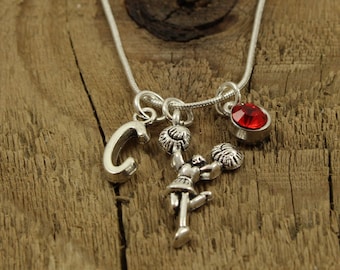 Cheerleader necklace, cheerleader pendant, cheerleading necklace, personalised necklace, initial charm, birthstone, cheerleading gift, gift