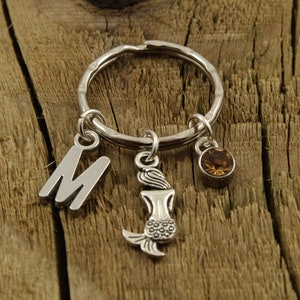 Porte-clés sirène, porte-clés sirène, cadeau sirène personnalisé, porte-clés prénom, porte-clés initial, porte-clés personnalisé avec pierre de naissance, mer