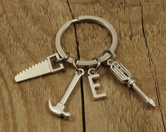 Tool keyring, tool keychain, handyman keychain, personalised handyman gift, tool gift, handyman keyring, carpenter gift, hammer, screwdriver