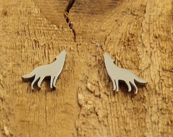 Howling Wolves Sterling Silver Earrings Silver Wolf Earrings