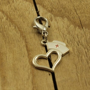 Nurse zipper charm, heart clip, zipper charm, nurse zip charm, heart zip charm. heart, zip charm, heart zip pull, nurse gift, nurse charm