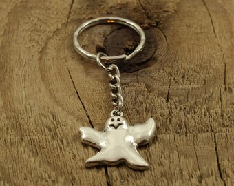 Ghost keyring, ghost keychain, ghost charm, personalised keyring, initial, ghost gift, halloween gift, ghost fan, silver ghost, spooky, gift