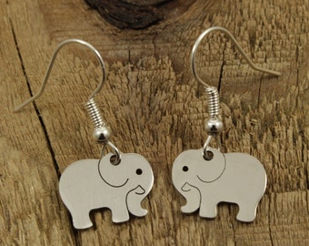 Stainless steel elephant earrings, elephant charm earrings, silver elephant earrings, elephant jewellery, elephant lover gift, elephant gift
