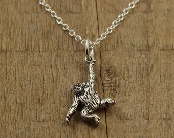 Orangutan necklace, monkey necklace, silver monkey, monkey gift, monkey fan, orangutan gift, orangutan fan, monkey jewellery, gift