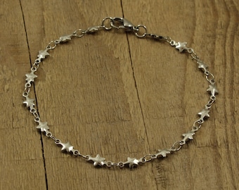 Silver star chain bracelet, silver star bracelet, star jewellery, star bracelet, celestial gift, star fan, star gift, chain of stars, gift