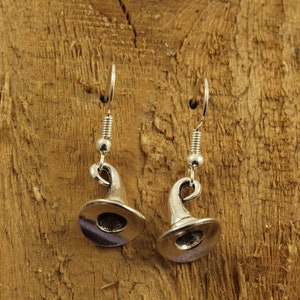 Halloween earrings, witch hat earrings, silver Halloween earrings, silver witch hat earrings, Halloween earrings, witch hat, Halloween gift