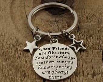 Good friend keychain, friend keyring, best friend keychain, personal best friend gift, friends are like stars, star keyring, star keychain