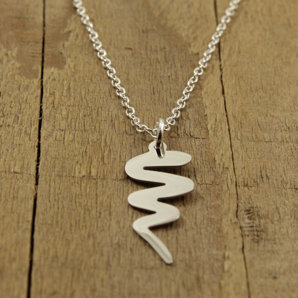 Silver squiggle necklace, zig zag necklace, wave necklace, silver squiggle necklace, squiggle necklace, silver wave, abstract pendant, gift