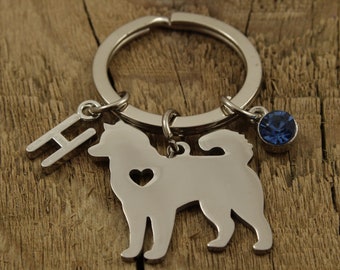 Husky nyckelring, husky nyckelring, silver husky nyckelring, husky älskare nyckelring, husky fan present, husky present, slädhund, snöhund, husky hund present