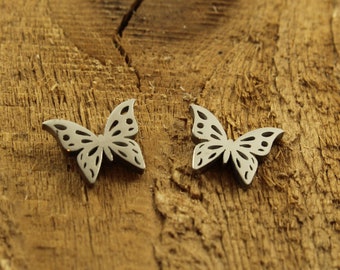 Butterfly studs, butterfly earrings, butterfly stud earrings, silver butterfly studs, stainless steel studs, butterfly gift, butterfly fan