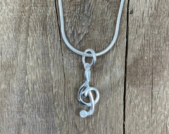 Sterling silver music necklace, sterling treble clef pendant, silver music necklace,  music gift, music lover, sterling silver, gift