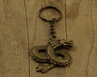 Bronze Drachen Schlüsselanhänger, Drachen Schlüsselanhänger, Großer Drachen Schlüsselanhänger, mythischer Schlüsselring, Fabelwesen Schlüsselanhänger, Drachen Geschenk, Bronze Drachen Geschenk