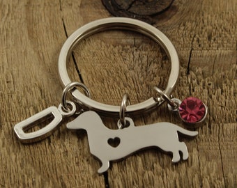 Dachshund keyring, dachshund keychain, silver dachshund keychain, sausage dog keyring, dachshund fan gift, dachshund gift, sausage dog