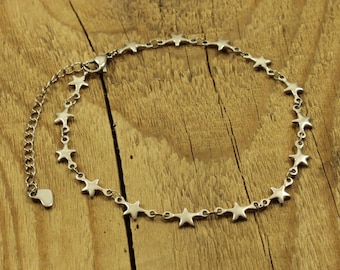 Silver star bracelet, star chain bracelet, star jewellery, star bracelet, celestial gift, star fan, star gift, chain of stars, gift, starry