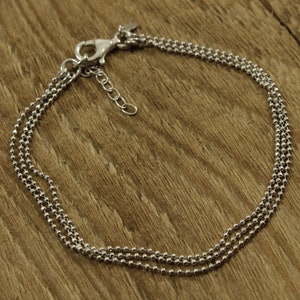 Armband i sterlingsilver, tretrådigt armband, 3 rader, kedja i sterlingsilver, flertrådigt, silverarmband, sterlingsilverarmband, sterling