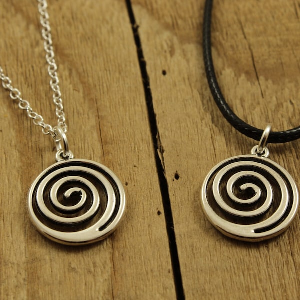 Silver spiral pendant necklace, spiral pendant, spiral gift, spiral necklace, spiral charm necklace, spiral gift, spiral jewellery, spiral