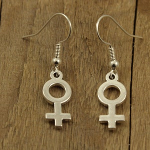 Feminist earrings, Venus earrings, venus symbol, feminism earrings, feminist gift, female symbol earrings, dangly earrings, venus jewellery