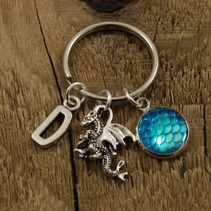 Llavero de dragón, llavero de dragón, llavero de escamas de dragón, llavero personalizado, llavero personalizado, inicial, regalo de dragón, regalo de escamas de dragón