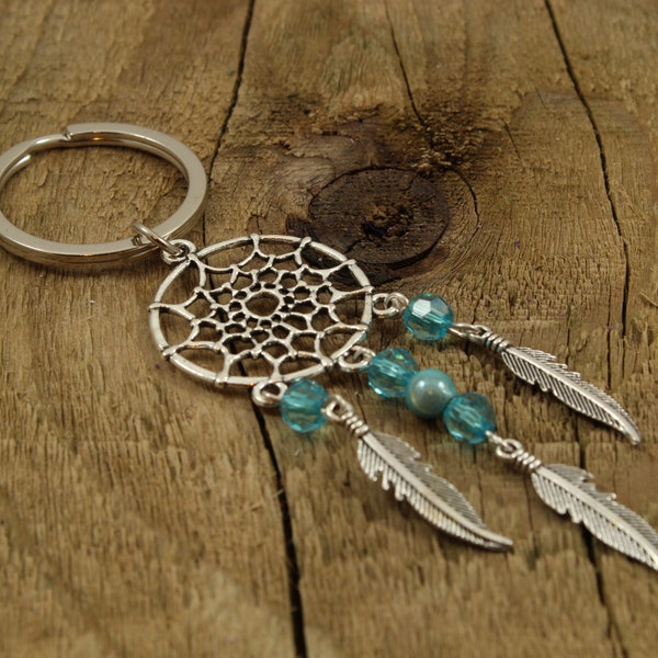 Dreamcatcher keyring, dreamcatcher keychain, feather keyring, feather keychain, boho dreamcatcher, boho gift, turquoise dreamcatcher, gift