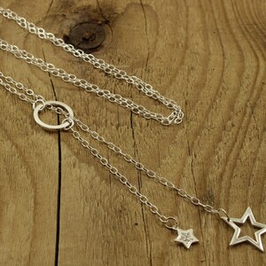 Star lariat necklace, sterling silver lariat necklace, adjustable silver necklace, star necklace, silver star necklace, lariat necklace